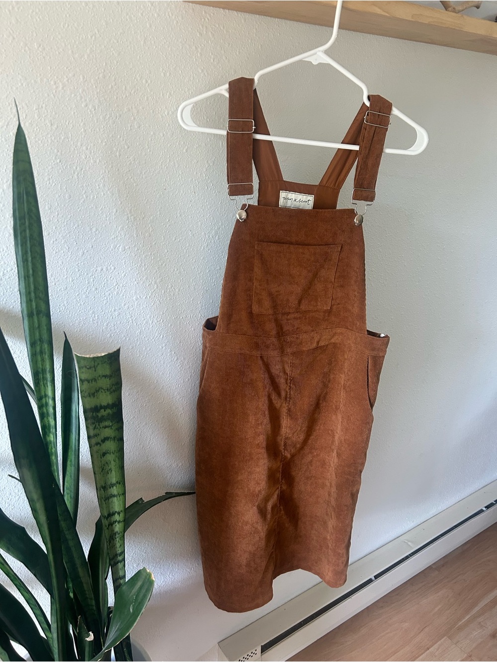 Brown Corduroy Jumper with Front Pocket
